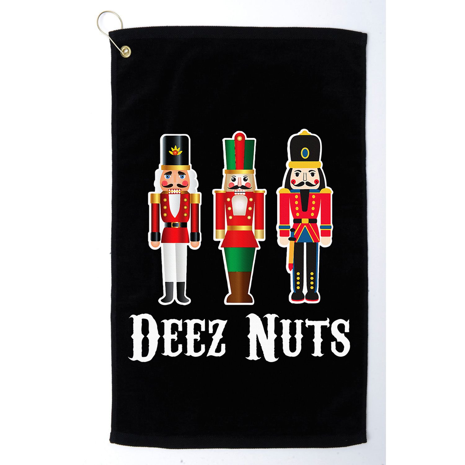 Deez Nuts Funny Christmas Nutcracker Golf Towel