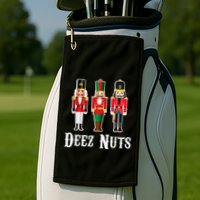Deez Nuts Funny Christmas Nutcracker Golf Towel