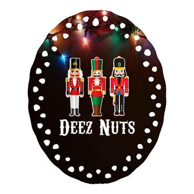 Deez Nuts Funny Christmas Nutcracker Ceramic Oval Ornament