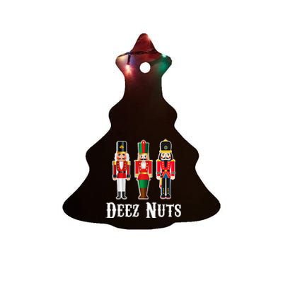 Deez Nuts Funny Christmas Nutcracker Ceramic Tree Ornament