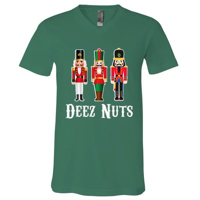 Deez Nuts Funny Christmas Nutcracker V-Neck T-Shirt