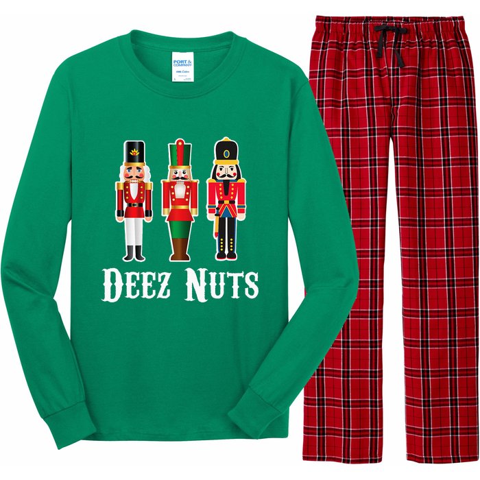 Deez Nuts Funny Christmas Nutcracker Long Sleeve Pajama Set