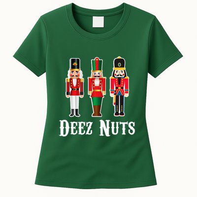 Deez Nuts Funny Christmas Nutcracker Womens T-Shirt