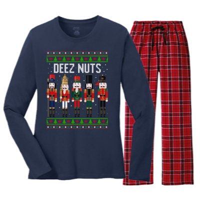 Deez Nut Funny Christmas Gift Women's Long Sleeve Flannel Pajama Set 