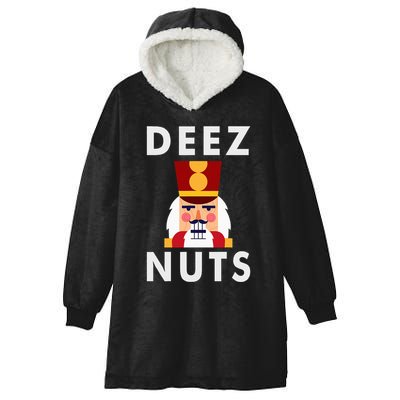 Deez Nuts Funny Christmas Nutcracker Hooded Wearable Blanket