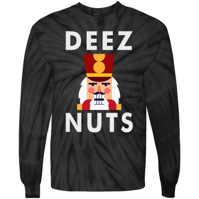 Deez Nuts Funny Christmas Nutcracker Tie-Dye Long Sleeve Shirt