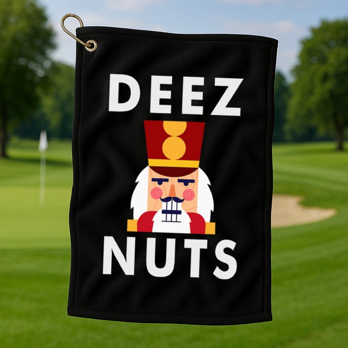 Deez Nuts Funny Christmas Nutcracker Golf Towel