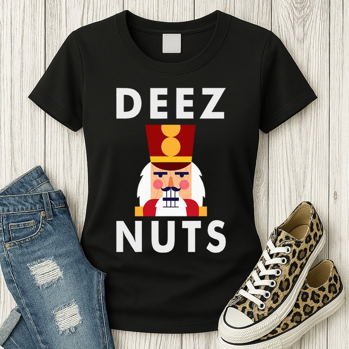 Deez Nuts Funny Christmas Nutcracker Womens T-Shirt