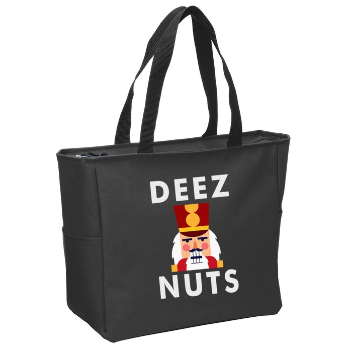 Deez Nuts Funny Christmas Nutcracker Zip Tote Bag