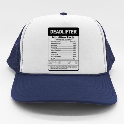 Deadlifter Nutrition Facts Graphic Sarcastic Great Gift Trucker Hat