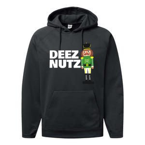 Deez Nuts Funny Christmas Nutcracker Deez Nuts Performance Fleece Hoodie