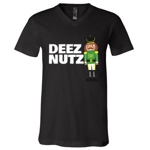 Deez Nuts Funny Christmas Nutcracker Deez Nuts V-Neck T-Shirt