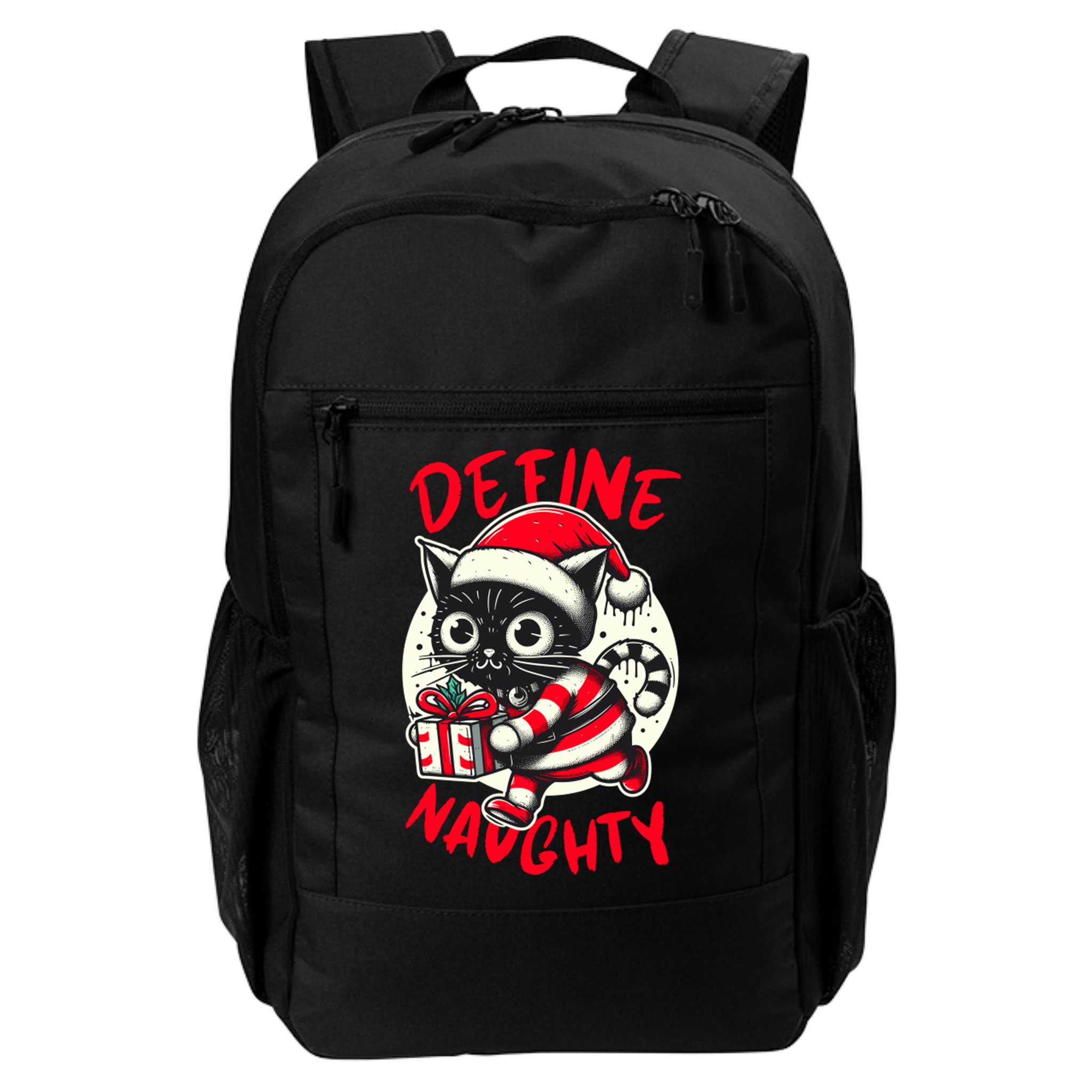Define Naughty Funny Naughty Cat Christmas Backpack