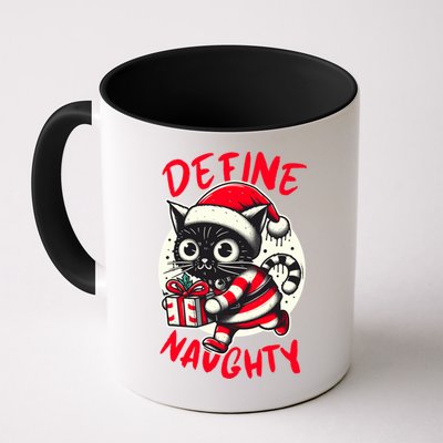 Define Naughty Funny Naughty Cat Christmas Mug