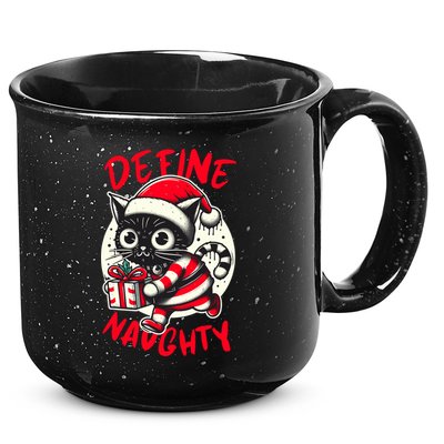 Define Naughty Funny Naughty Cat Christmas 15oz Campfire Ceramic Mug