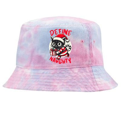 Define Naughty Funny Naughty Cat Christmas Tie-Dyed Bucket Hat