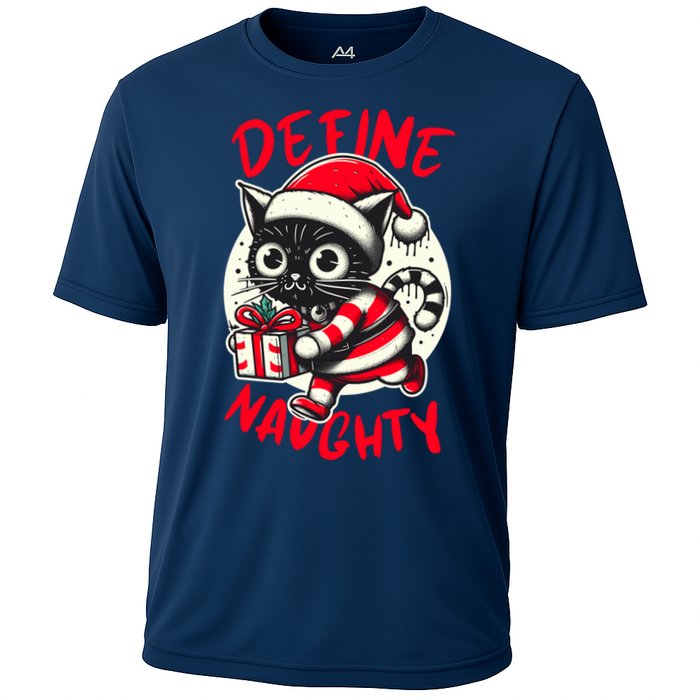 Define Naughty Funny Naughty Cat Christmas Cooling Performance Crew T-Shirt