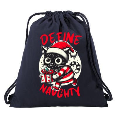 Define Naughty Funny Naughty Cat Christmas Drawstring Bag