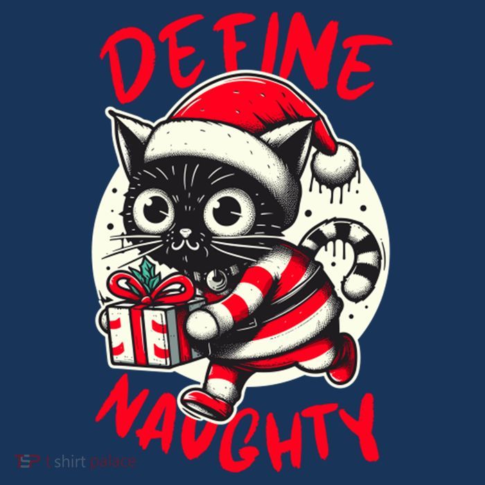 Define Naughty Funny Naughty Cat Christmas Flatbill Hat