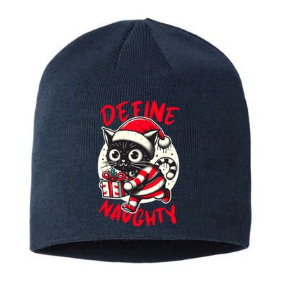 Define Naughty Funny Naughty Cat Christmas Sustainable Beanie