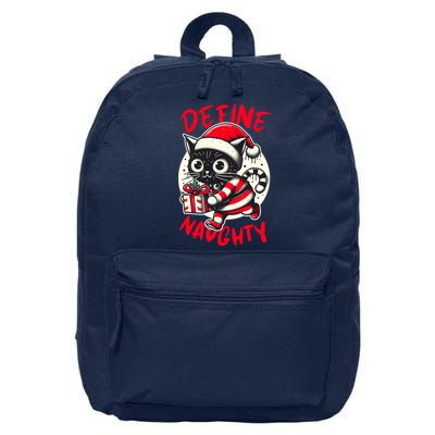 Define Naughty Funny Naughty Cat Christmas 16 in Basic Backpack