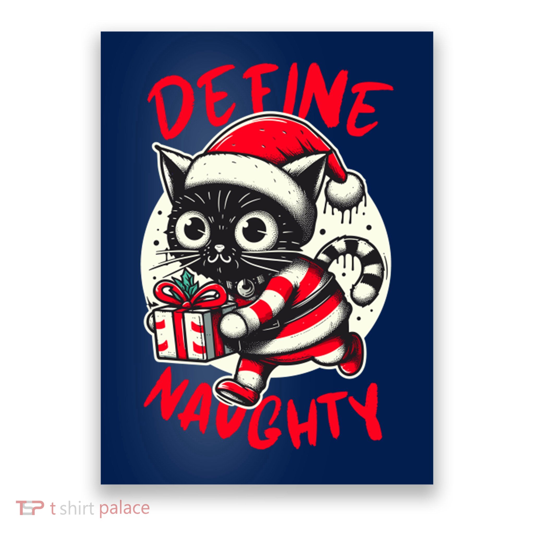 Define Naughty Funny Naughty Cat Christmas Poster