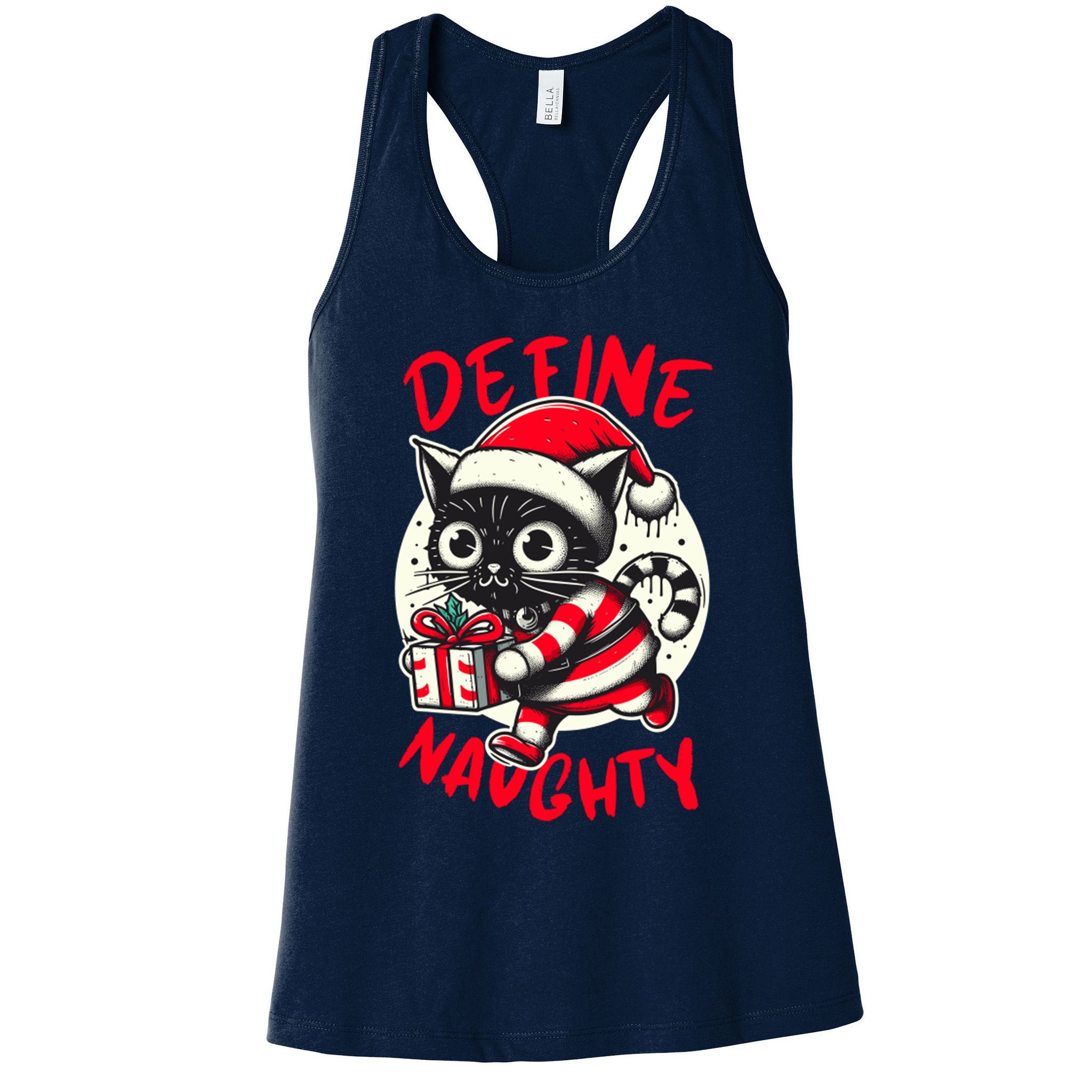 Define Naughty Funny Naughty Cat Christmas Womens Tank Top