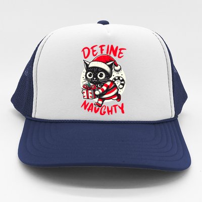 Define Naughty Funny Naughty Cat Christmas Trucker Hat