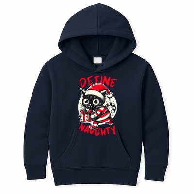 Define Naughty Funny Naughty Cat Christmas Kids Hoodie
