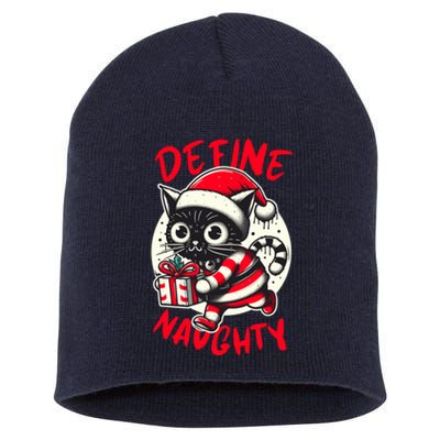 Define Naughty Funny Naughty Cat Christmas Short Acrylic Beanie