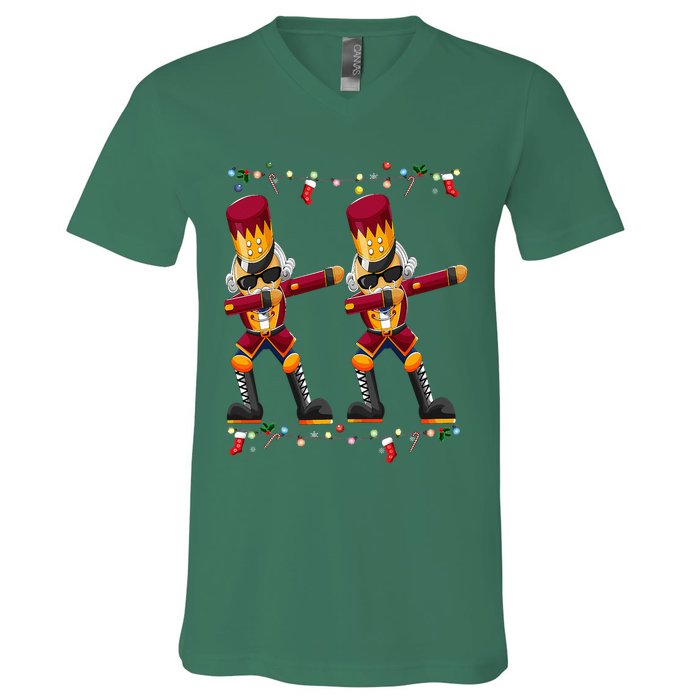 Dabbing Nutcracker Figure Christmas Nutcracker Ballet V-Neck T-Shirt