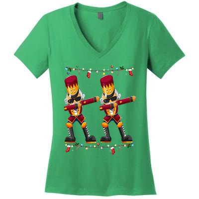 Dabbing Nutcracker Figure Christmas Nutcracker Ballet Women's V-Neck T-Shirt
