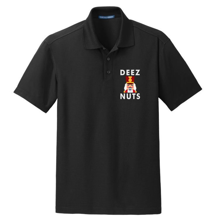 Deez Nuts Funny Christmas Nutcracker Dry Zone Grid Polo