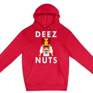 Deez Nuts Funny Christmas Nutcracker Premium Pullover Hoodie