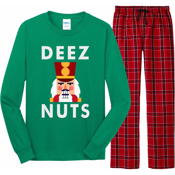 Deez Nuts Funny Christmas Nutcracker Long Sleeve Pajama Set