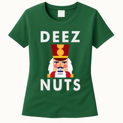 Deez Nuts Funny Christmas Nutcracker Womens T-Shirt