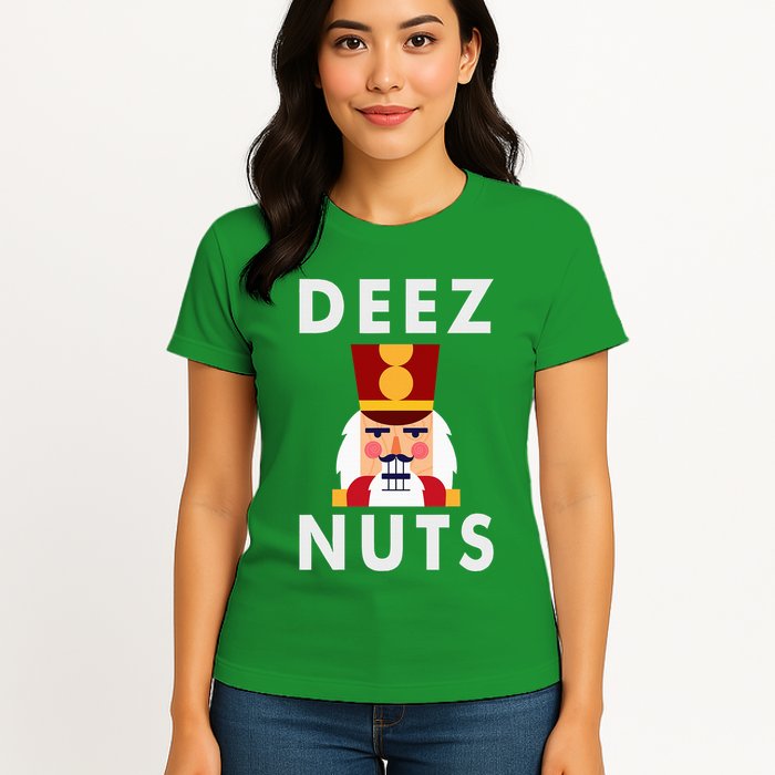 Deez Nuts Funny Christmas Nutcracker Womens T-Shirt