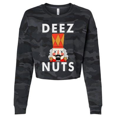 Deez Nuts Funny Christmas Nutcracker Cropped Pullover Crew