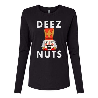 Deez Nuts Funny Christmas Nutcracker Womens Cotton Relaxed Long Sleeve T-Shirt