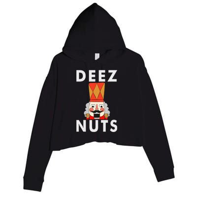 Deez Nuts Funny Christmas Nutcracker Crop Fleece Hoodie