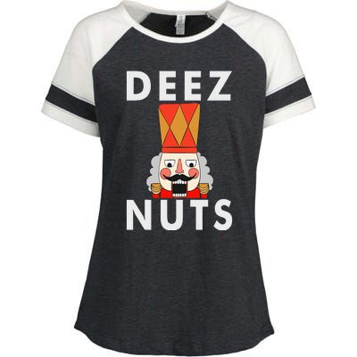 Deez Nuts Funny Christmas Nutcracker Enza Ladies Jersey Colorblock Tee