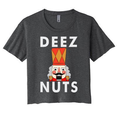 Deez Nuts Funny Christmas Nutcracker Women's Crop Top Tee