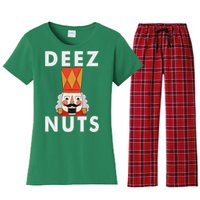 Deez Nuts Funny Christmas Nutcracker Women's Flannel Pajama Set