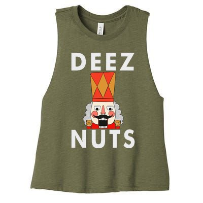 Deez Nuts Funny Christmas Nutcracker Women's Racerback Cropped Tank