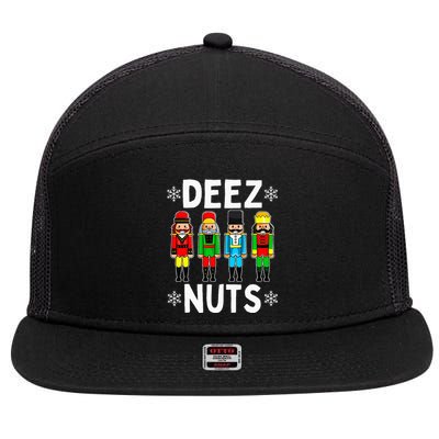 Deez Nuts Funny Nutcracker Christmas Meme 7 Panel Mesh Trucker Snapback Hat