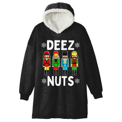 Deez Nuts Funny Nutcracker Christmas Meme Hooded Wearable Blanket