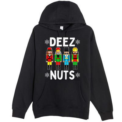 Deez Nuts Funny Nutcracker Christmas Meme Premium Pullover Hoodie