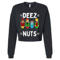Deez Nuts Funny Nutcracker Christmas Meme Cropped Pullover Crew