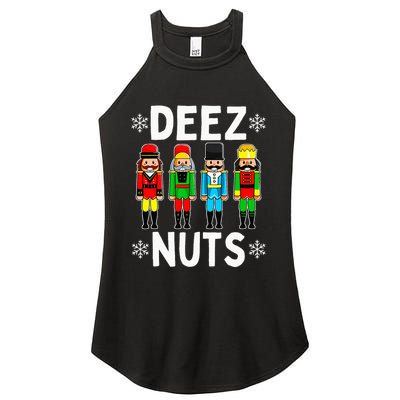 Deez Nuts Funny Nutcracker Christmas Meme Women's Perfect Tri Rocker Tank