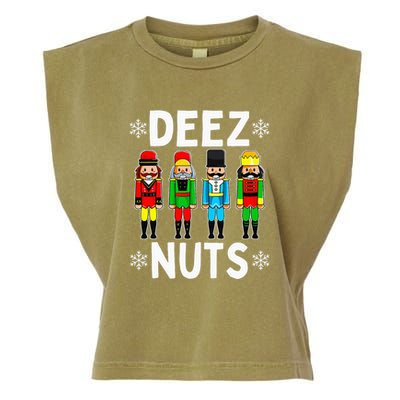 Deez Nuts Funny Nutcracker Christmas Meme Garment-Dyed Women's Muscle Tee